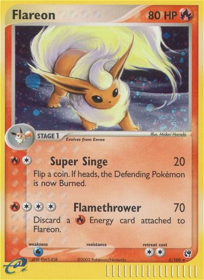 Flareon (005/100) Holo RareReverse Holofoil 3 Flareon (005/100) Holo RareReverse Holofoil