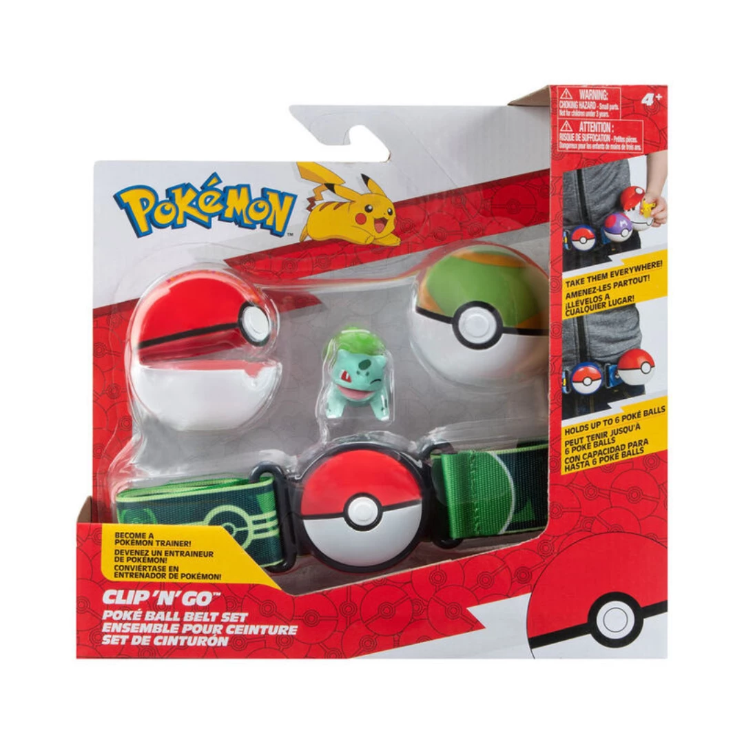 Pokemon Clip 'N' Go Belt Set - Bulbasaur + Poké Ball And Nest Ball 3 Pokemon Clip 'N' Go Belt Set - Bulbasaur + Poké Ball And Nest Ball