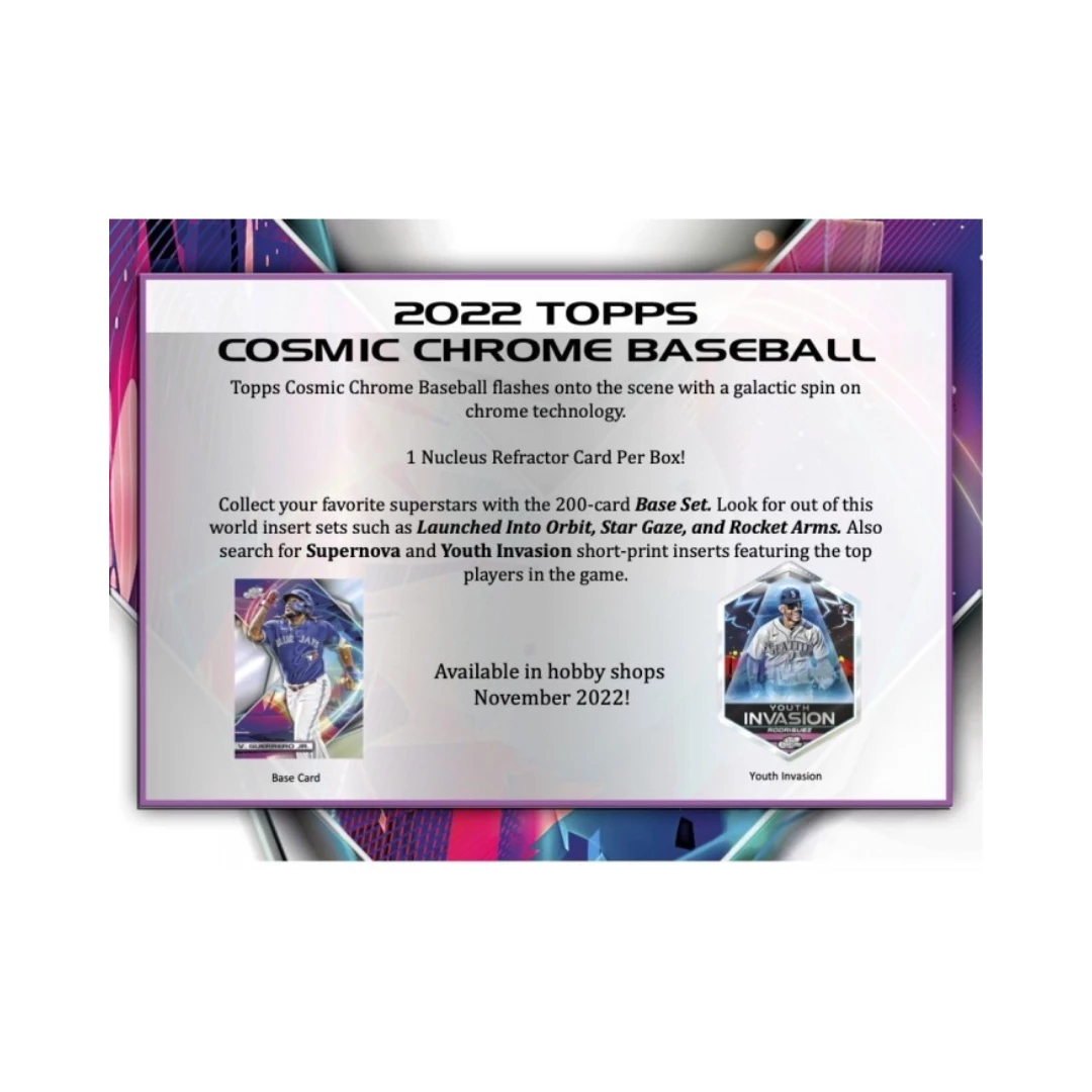 2022 Topps Cosmic Chrome Baseball Hobby Box 3 2022 Topps Cosmic Chrome Baseball Hobby Box